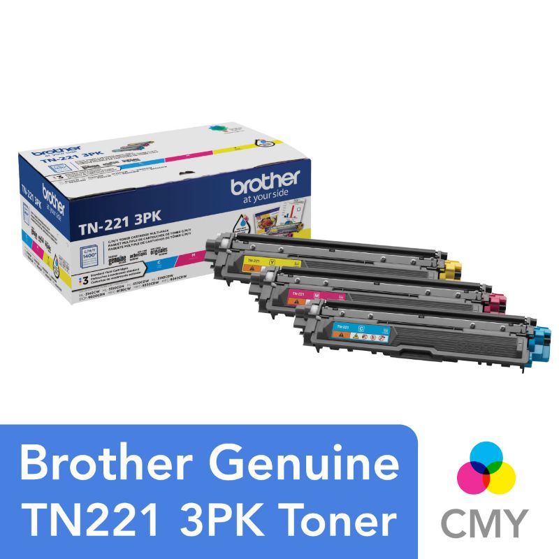 Photo 1 of YELLOW CARTRIDGE IS OPEN
Brother - TN221 3PK 3-Pack Standard-Yield Toner Cartridges - Cyan/Magenta/Yellow
