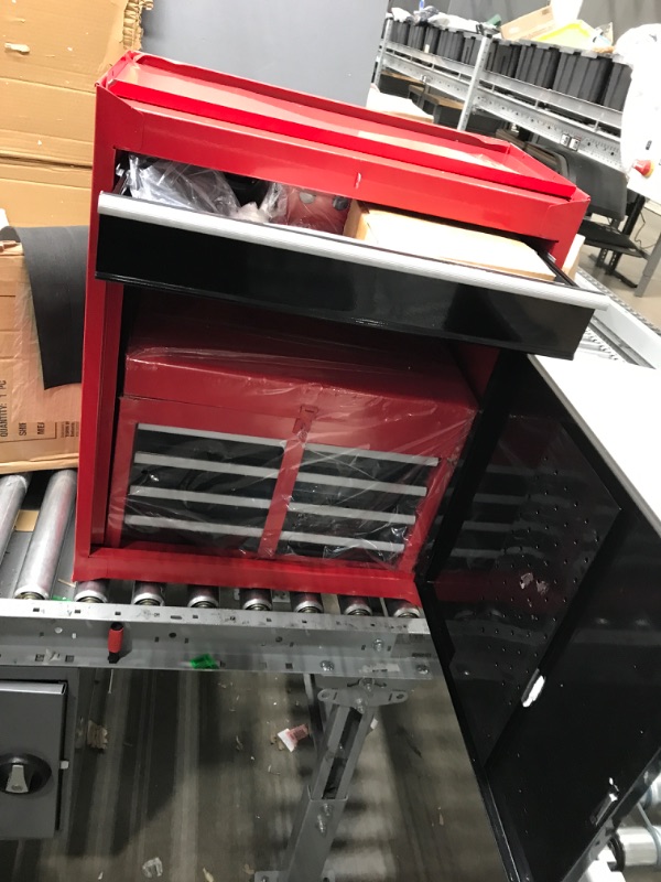 Photo 2 of ***MISSING COMPONENTS*** BIG RED ATBT1204R-RB Torin Rolling Garage Workshop Tool Organizer: Detachable 4 Drawer Tool Chest with Large Storage Cabinet and Adjustable Shelf, Red/Black