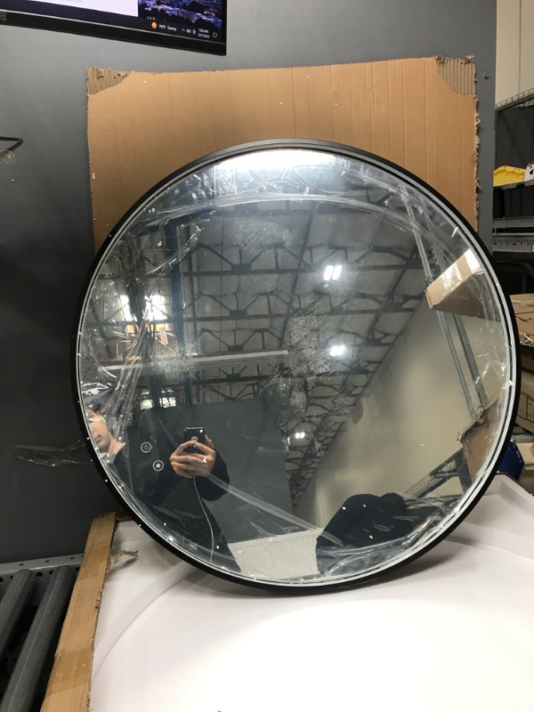 Photo 2 of FTOTI 32 Inch LED Black Frame Round Mirror,Round Bathroom Mirror with Light,Wall Mounted Lighted Vanity Mirror, Anti-Fog & Dimmable Touch Switch, Waterproof IP54,90+ CRI
