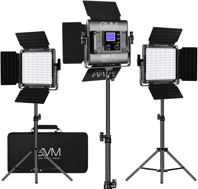 Photo 1 of 













**MINOR DAMAGE ON ONE LIGHT, MINOR WEAR & TEAR**GVM RGB LED Video Lighting Kit, 800D Studio Video Lights with APP Control, Video Lighting Kit for YouTube Photography Lighting, 3 Packs Led Light Panel, 3200K-5600K, 8 Kinds of The Scene Lights