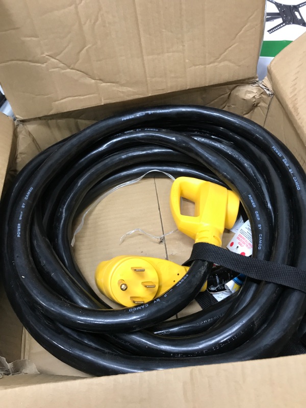 Photo 1 of Camco Heavy-Duty 50-Amp RV Extension Cord | Features Power Grip Handles, Copper 6/3 + 8/1-Gauge Wires, and Rated for 125/250 volts/12,500 watts | 30-foot (55195) 30' 50-Amp Cord