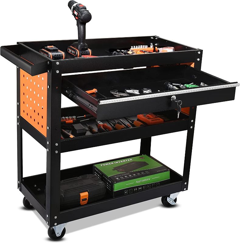 Photo 1 of *** ITEM IS SIMILAR TO STOCK PICTURES *** *** PARTS ONLY *** GEARWRENCH 2 Drawer Black & Orange Utility Cart, 32" - 83167
