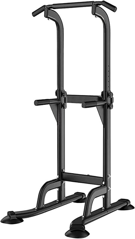 Photo 1 of *** USED LOOSE OR MISSING HARDWARE *** soges Power Tower Pull Up & Dip Station Multi-Function Home Strength Training Fitness Workout Station Height Adjustable, PSBB005-N
