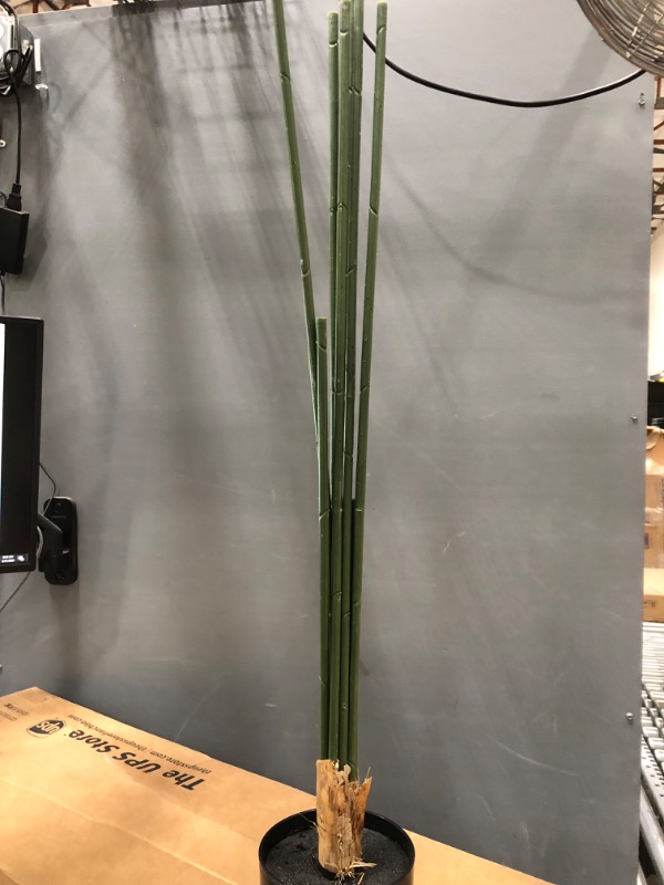 Photo 2 of *** USED IN GOOD CONDITION *** *** ITEM IS SIMILAR TO PICTURES *** LCG Florals Artificial Palm Plant 4FT Faux Indoor Floor Plant in Black Ribbed Metal Pot - Fake House Plant and Home Décor for Living Room, Office, Kitchen, or Farmhouse
