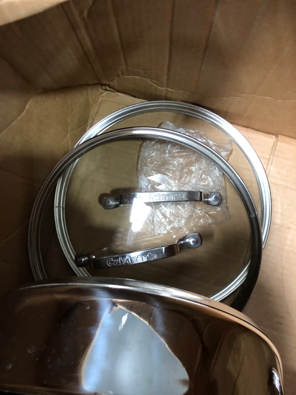 Photo 3 of *** USED IN GOOD CONDITION *** Cuisinart 77-11G Stainless Steel 11-Piece Set Chef's-Classic-Stainless-Cookware-Collection 11-Piece Cookware Set Cookware