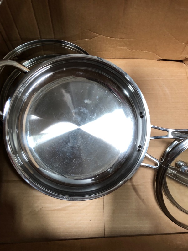 Photo 4 of *** USED IN GOOD CONDITION *** Cuisinart 77-11G Stainless Steel 11-Piece Set Chef's-Classic-Stainless-Cookware-Collection 11-Piece Cookware Set Cookware