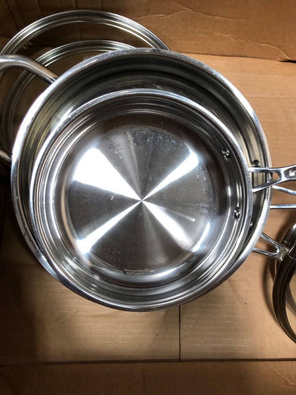 Photo 6 of *** USED IN GOOD CONDITION *** Cuisinart 77-11G Stainless Steel 11-Piece Set Chef's-Classic-Stainless-Cookware-Collection 11-Piece Cookware Set Cookware