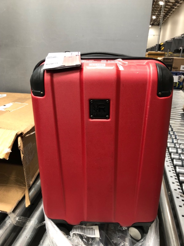 Photo 4 of KENNETH COLE Out of Bounds Lightweight Durable Hardshell 4-Wheel Spinner Cabin Size Travel Suitcase, Scarlet Red, 20-Inch Carry On Scarlet Red 20-Inch Carry On