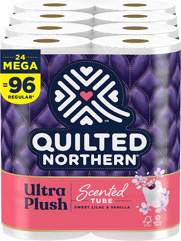 Photo 1 of ***ONE BAG IS MISSING ONE ROLL**
Quilted Northern Ultra Plush Toilet Paper with Sweet Lilac & Vanilla Scented Tube, 24 Mega Rolls = 96 Regular Rolls (Packaging May Vary)
