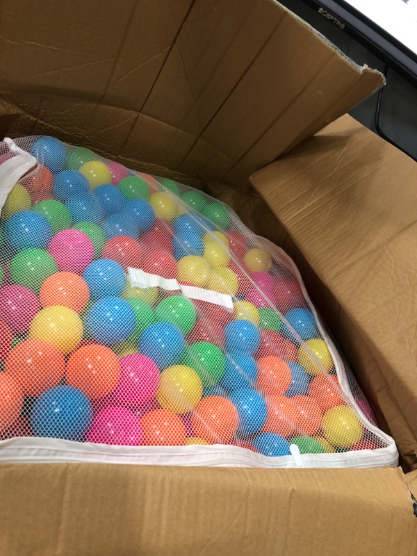 Photo 2 of Amazon Basics BPA Free Crush-Proof Plastic Pit Balls with Storage Bag, Toddlers Kids 12+ Months, 6 Bright Colors - Pack of 1000 6 Bright Colors 1,000 Balls