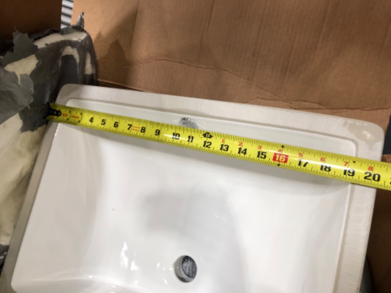 Photo 3 of **MINOR CHIP NEAR DRAIN**EXACT MEASUREMENTS IN PHOTO**
18 Inch Vessel Sink Rectangle Undermount Bathroom Sink Lavatory Vanity Ceramic Pure White