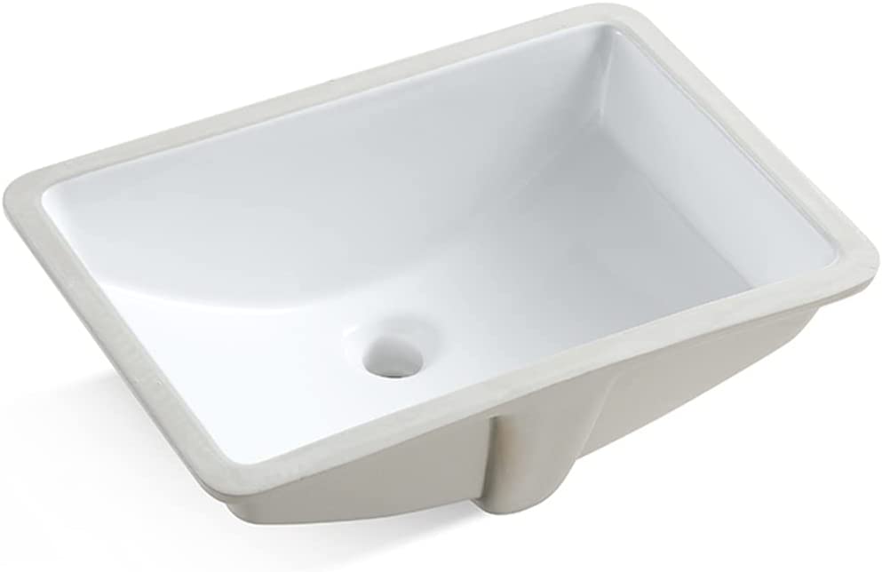 Photo 1 of **MINOR CHIP NEAR DRAIN**EXACT MEASUREMENTS IN PHOTO**
18 Inch Vessel Sink Rectangle Undermount Bathroom Sink Lavatory Vanity Ceramic Pure White