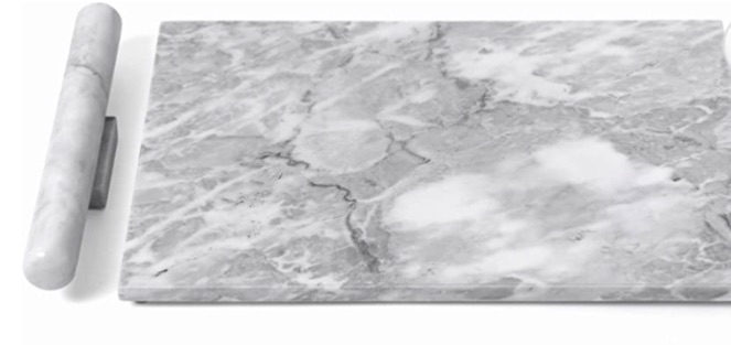 Photo 1 of **BOARD AND PIN BROKEN , SEE PHOTO**
La Patisserie Marble Cutting Board 16x20 inches with Marble Stone Rolling Pin - Marble Pastry Board for Dough, Chopping, Leather Working - Cold Marble Slab for Countertops, Kitchen and Serving Cheese