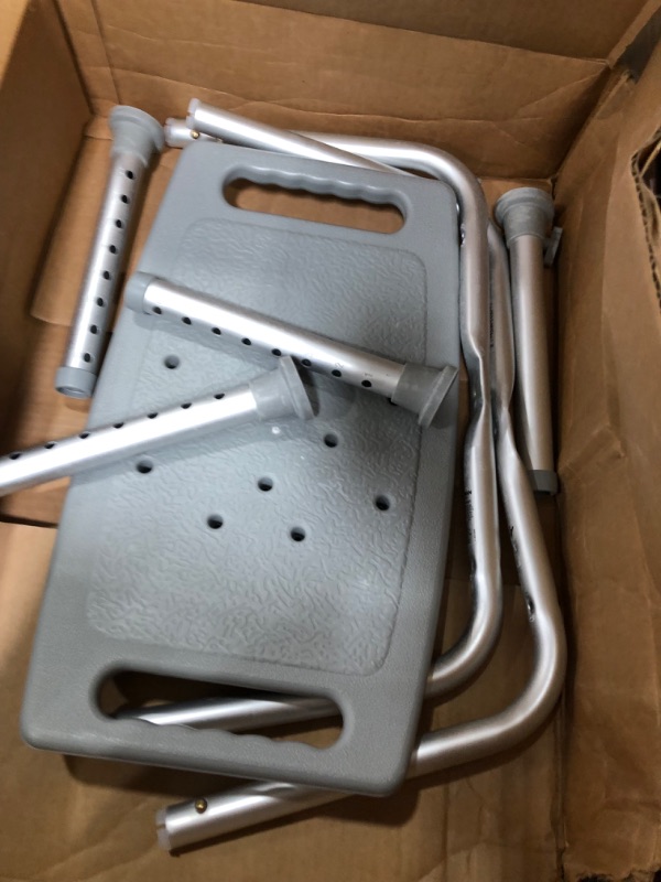 Photo 2 of **MISSING HARDWARE**Medline Shower Chair Without Back, Bath Bench Supports up to 400 lbs, Gray