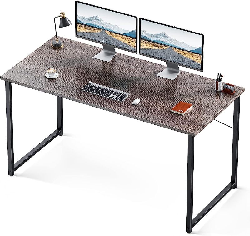 Photo 1 of Coleshome 55 Inch Computer Desk, Modern Simple Style Desk for Home Office, Study Student Writing Desk,Grey Oak