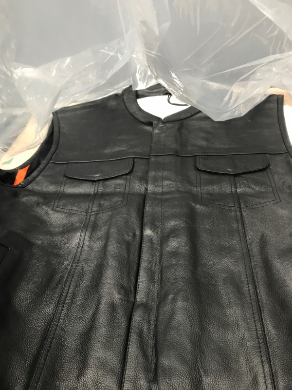 Photo 3 of Milwaukee Leather LKM3713 Men's ‘Quick Draw’ Black Leather Dual Closure Club Vest 6X-Large Black