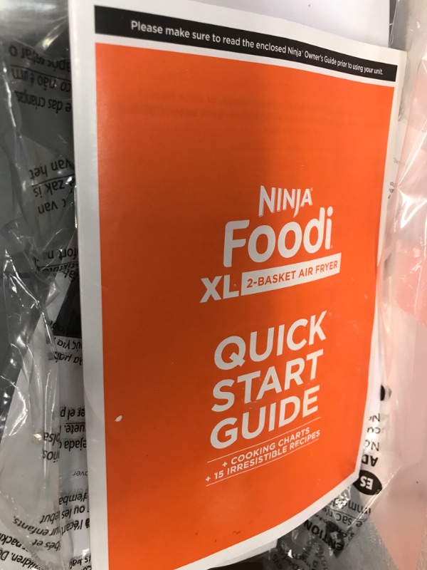 Photo 3 of *FOR PARTS ONLY* Ninja DZ401 Foodi 10 Quart 6-in-1 DualZone XL 2-Basket Air Fryer with 2 Independent Frying Baskets Grey