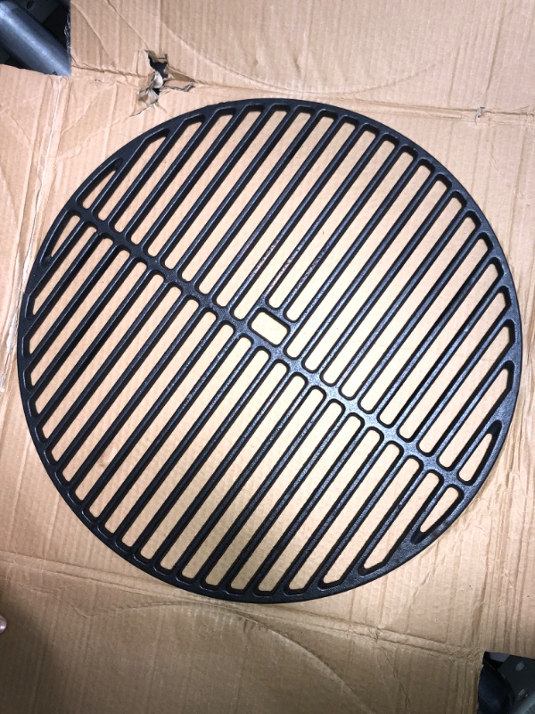 Photo 1 of 18" Diameter Cast Iron(?) 1/2IN Thick Circular Dark Grey Grill/Oven Rack with Center Rectangular Notch 