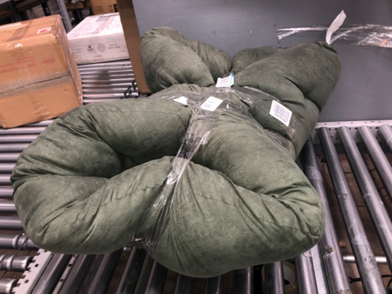 Photo 4 of (CUSHION ONLY) Lightweight Olive Green 100% Polyester Soft Quilted 4" Thick XL Papasan Chair Cushion Pillow (approx 60x40")