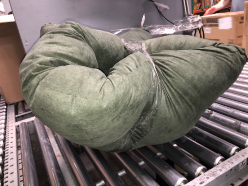 Photo 2 of (CUSHION ONLY) Lightweight Olive Green 100% Polyester Soft Quilted 4" Thick XL Papasan Chair Cushion Pillow (approx 60x40")