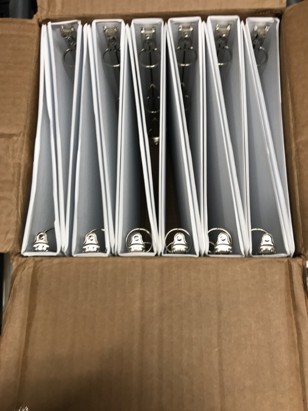 Photo 1 of Cardinal Economy 3-Ring Binders, 1", Round Rings, Holds 225 Sheets, ClearVue Presentation View, Non-Stick, White, Carton of 12