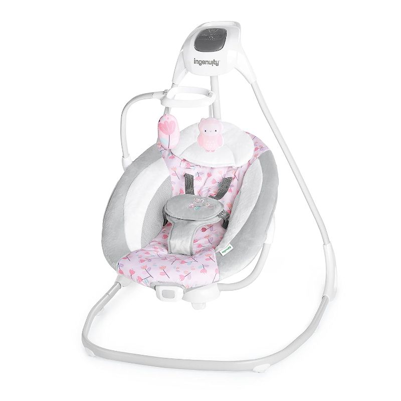 Photo 1 of ***PARTS ONLY NOT FUNCTIONAL***Ingenuity SimpleComfort Lightweight Compact 6-Speed Multi-Direction Baby Swing, Vibrations & Nature Sounds, 0-9 Months 6-20 lbs (Pink Cassidy)
