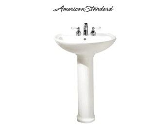Photo 1 of ( ONLY BASE ) American Standard Cadet Pedestal Vitreous China Bathroom Sink with Pre-Drilled Single Faucet Hole - Pedestal Base Included
