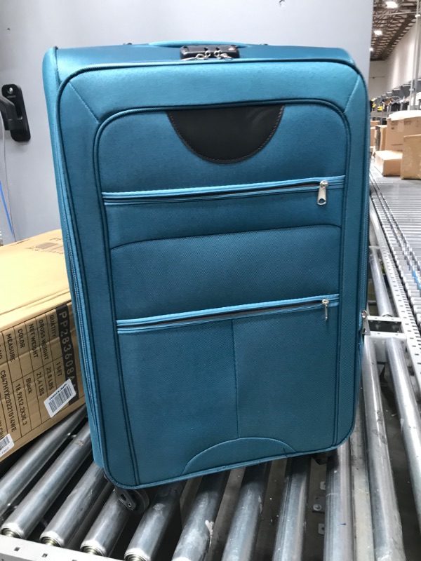 Photo 3 of 3 Piece Softshell Luggage Set Suitcase with TSA Lock, \Upright Spinner Lightweight Travel Sets for Travel and Business (22in/26in/30in), Blue
