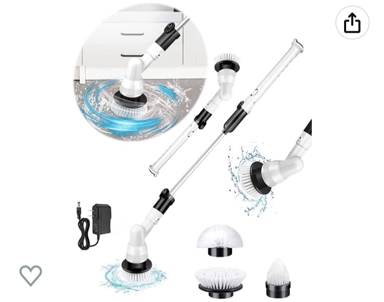 Photo 1 of **INCOMPLETE**Rechargeable Cordless Cleaning Power Spin Scrubber, Electric Spin Scrubber, Rotating Multipurpose Scrubber with 3 Replaceable Brush Heads & Extension Arm for Tile, Pool, Tub, Bathroom