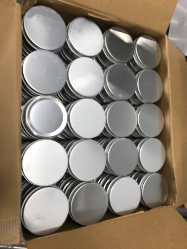 Photo 1 of 100 Pack Metal Tins 4 oz Aluminum Containers with Lids Screw Top Round Tin Cans for Cosmetic Lip Balm DIY Salves Candles Wax
