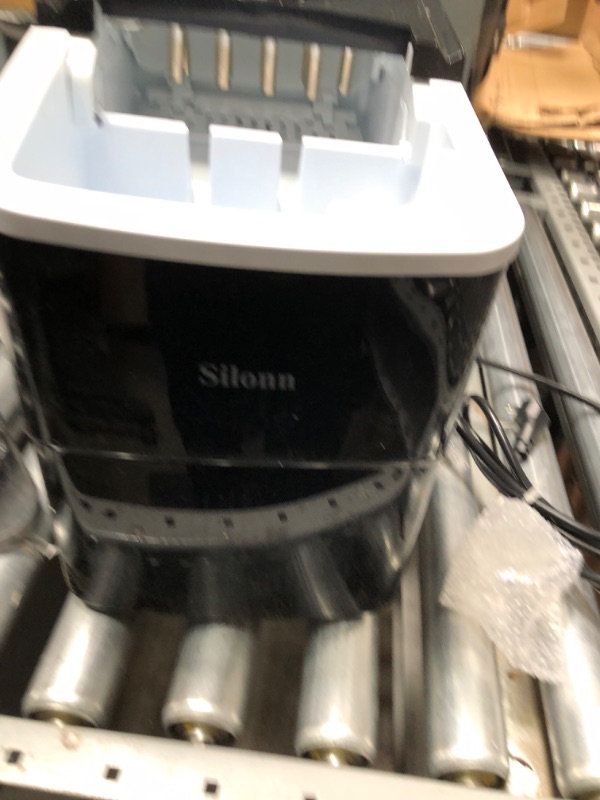 Photo 5 of UED, DAMAGED. Silonn Ice Makers Countertop, 9 Cubes Ready in 6 Mins, 26lbs in 24Hrs, Self-Cleaning Ice Machine with Ice Scoop and Basket, 2 Sizes of Bullet Ice for Home Kitchen Office Bar Party
