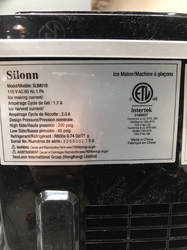 Photo 2 of UED, DAMAGED. Silonn Ice Makers Countertop, 9 Cubes Ready in 6 Mins, 26lbs in 24Hrs, Self-Cleaning Ice Machine with Ice Scoop and Basket, 2 Sizes of Bullet Ice for Home Kitchen Office Bar Party
