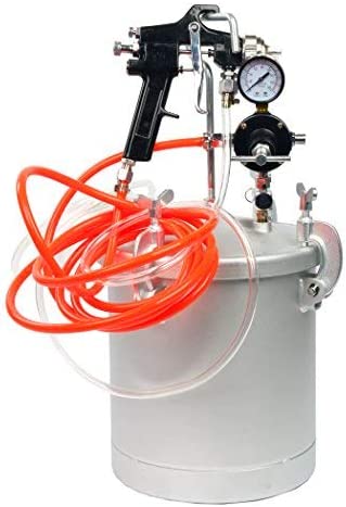 Photo 1 of 2 1/2 Gallon 10L High Pressure Pot Air Paint Spray Gun, Pressure Tank with Spray Gun and 13-Feet Dual Hose Industrial Painting Painter