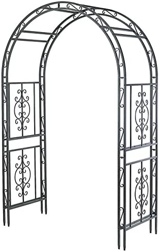 Photo 1 of ** pARTS ONLY/ MISSING PARTS ** Plow & Hearth Arch Metal Outdoor Garden Arbor | Montebello | 84-in (H) x 53-in (W) x 23-in (D) | Black | Iron 
