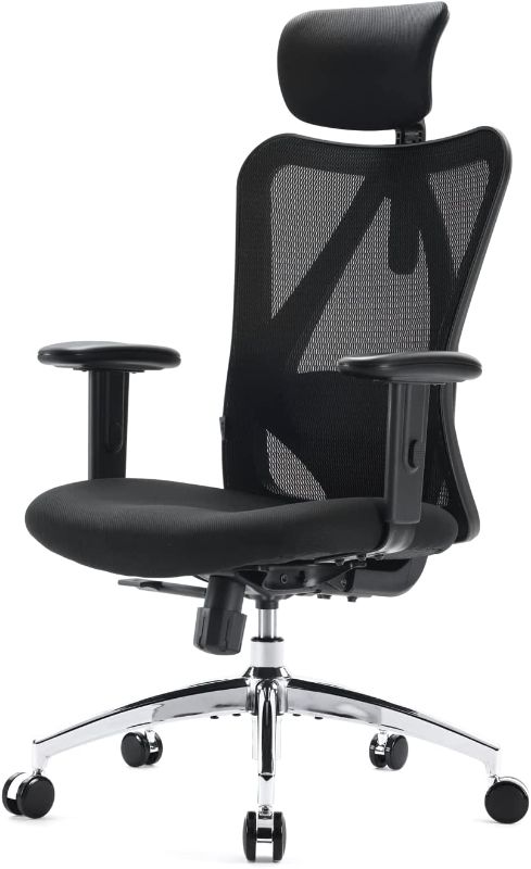 Photo 1 of SIHOO M18 Ergonomic Office Chair for Big and Tall People Adjustable Headrest with 2D Armrest Lumbar Support and PU Wheels Swivel Tilt Function Black
