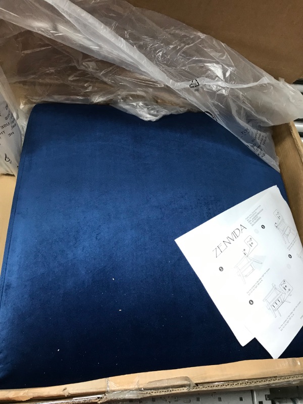 Photo 1 of US Pride Furniture Classic Mid-Century Modern Accent Chair, W26.37 x D30.31 x H31.88, Dark Blue
