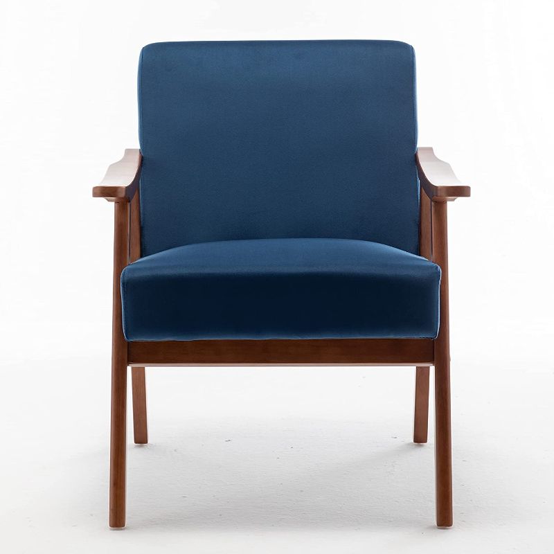 Photo 1 of US Pride Furniture Classic Mid-Century Modern Accent Chair, W26.37 x D30.31 x H31.88, Dark Blue
