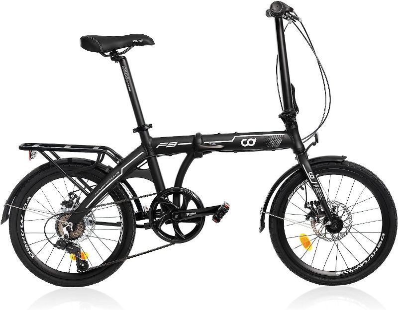 Photo 1 of 
CyclingDeal Folding Bike Foldable Bicycle with 7 Speed Shimano Gears 20-inch Aluminium Wheels Easy Folding City Bicycle with Disc Brake, Rear Carry Rack,.