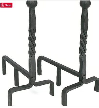Photo 1 of 
Wrought Iron Andirons Set with Ball Finial and Black Finish