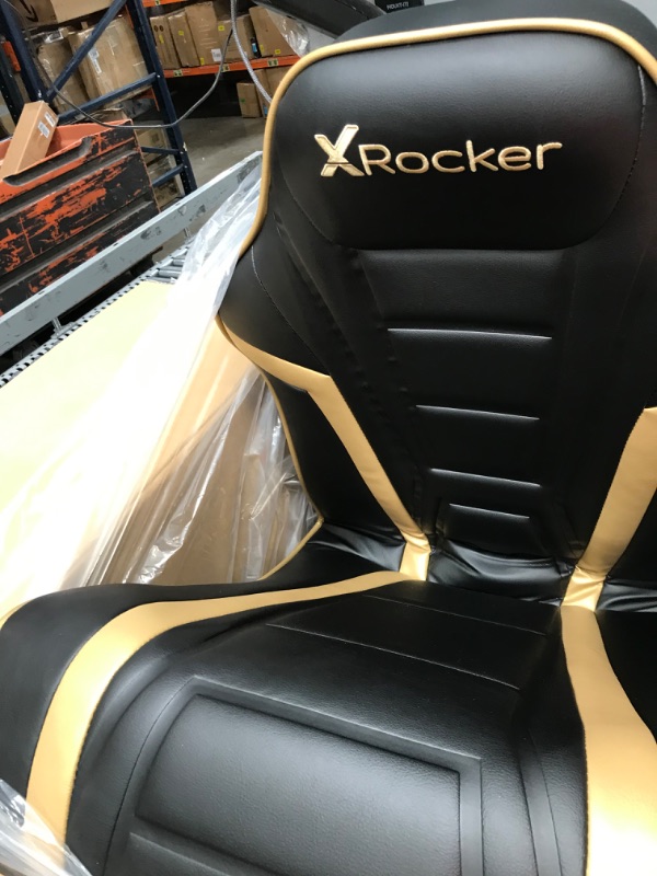 Photo 2 of **PARTS ONLY, MISSING MOUNTING HARDWARE AND ARMS** - X Rocker 5152301 Trident Pedestal 4.1 Wireless, 31.89" x 25.98" x 40.55", Black/Gold