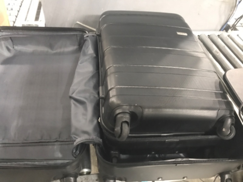 Photo 4 of **MISSING A SUITCASE/MINOR DAMAGE FROM USE**  Balelinko Hardside Luggage 3-Piece Set (20/24/28) Expandable Suitcase with 360°Double Spinner Wheels Polypropylene Hardshell Lightweight, Bonus Travel Umbrella Black