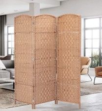 Photo 3 of *INNACURATE STOCK PHOTO COLOR* SIMFLAG Folding Screen Room Divider 3 Panel, 6Ft 19.7" Wide Partition Room Dividers Freestanding,Indoor Portable Partition Screen, Diamond Double-Weaved,No Installation