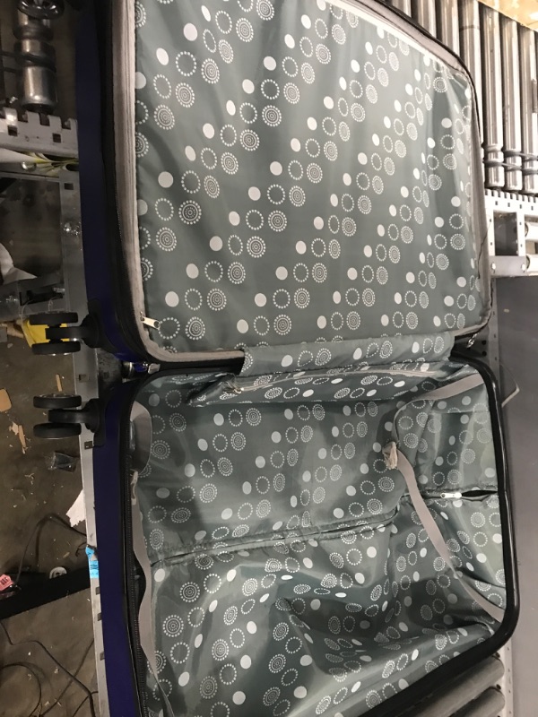 Photo 3 of **DAMAGED**  Rockland Melbourne Hardside Expandable Spinner Wheel Luggage, Blue, Checked-Large 28-Inch Checked-Large 28-Inch Blue