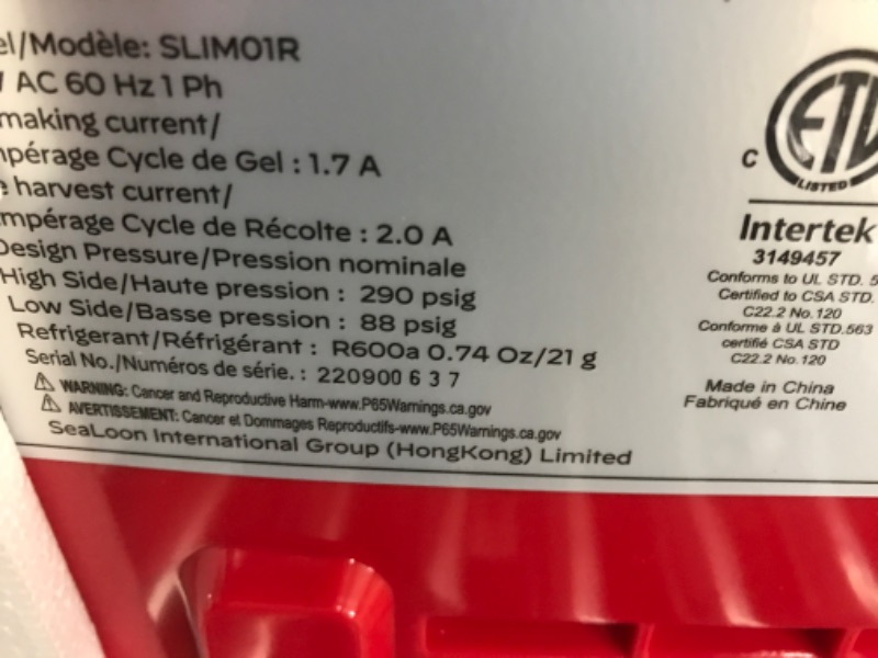 Photo 4 of *MINOR DAMAGE*  Silonn Ice Makers Countertop, 9 Cubes Ready in 6 Mins, 26lbs in 24Hrs, Self-Cleaning Ice Machine with Ice Scoop and Basket, 2 Sizes of Bullet Ice for Home Kitchen Office Bar Party Red Ice Makers