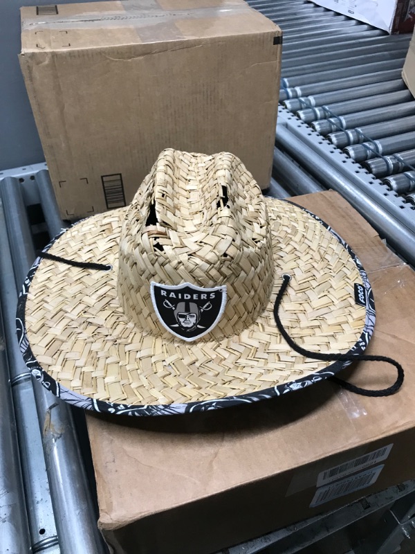 Photo 1 of FOCO Men's NCAA College Team Logo Floral Lifeguard Beach Straw Sun Hat, Raiders