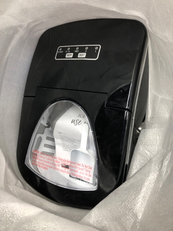 Photo 1 of **PARTS ONLY**
Frigidaire EFIC117-SSBLACK-COM EFIC117-SSBLACK 26 Lbs Portable Compact Maker, Stainless Steel Ice Making Machine, Medium, Black Stainless