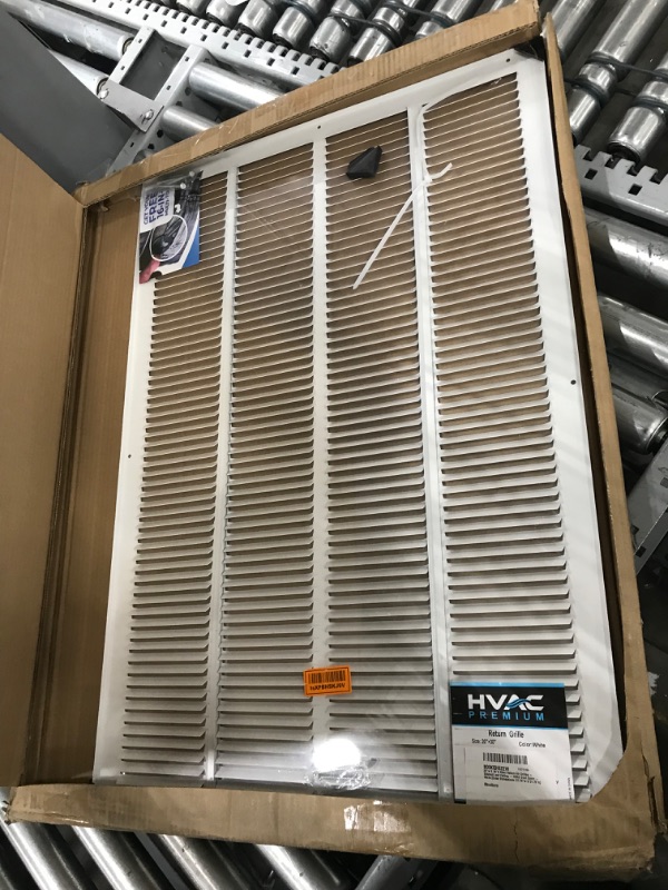 Photo 2 of 20"w X 30"h Steel Return Air Grilles - Sidewall and Ceiling - HVAC Duct Cover - White [Outer Dimensions: 21.75"w X 31.75"h]