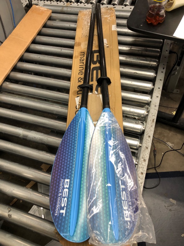 Photo 2 of **MINOR SHIPPING DAMAGE**Best Marine Kayak Paddle | Carbon Fiber Shaft & Fiberglass Reinforced Polypropylene Blades | 220cm, 234cm, 250cm | Lightweight Kayak Paddles for Adults | Kayak Oars & Accessories Blue Prism 234.0 Centimeters