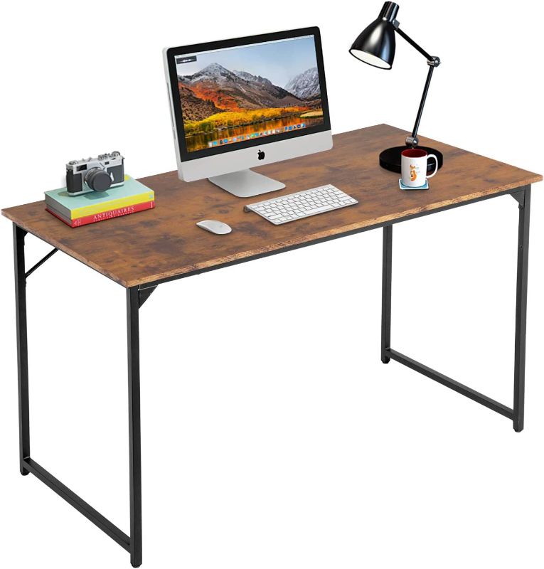 Photo 1 of Computer Desk,47.2 inches Home Office Desk Writing Study Table Modern Simple Style PC Desk with Metal Frame?Brown
