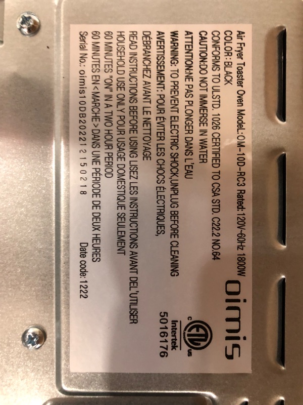 Photo 1 of Air Fryer Oven OIMIS,32QT X-Large Air Fryer Toaster Oven Air Fryer Rotisserie Oven Combo Black 21 IN 1 Countertop Oven Dual Cook Patented Dual Duct System With 6 Accessories 52 Recipes&Manual 1800W